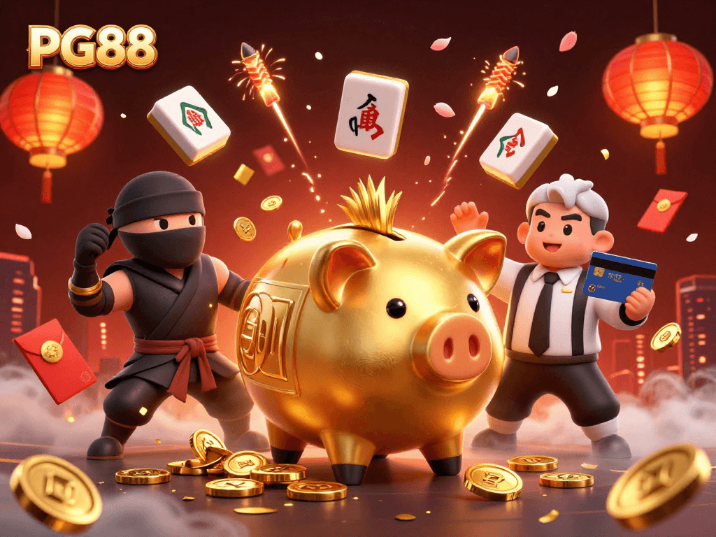Experience exciting gameplay at PG88 with a dynamic illustration showcasing fun casino elements.