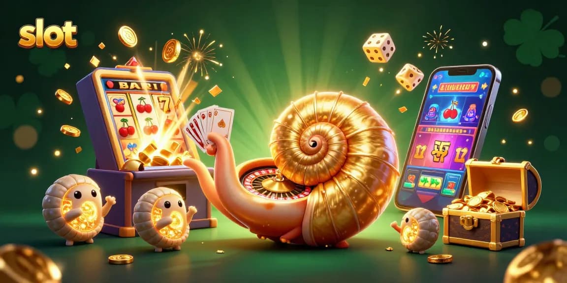 Menangkan slot dengan mesin slot berwarna cerah dan simbol keberuntungan di dalam kasino.