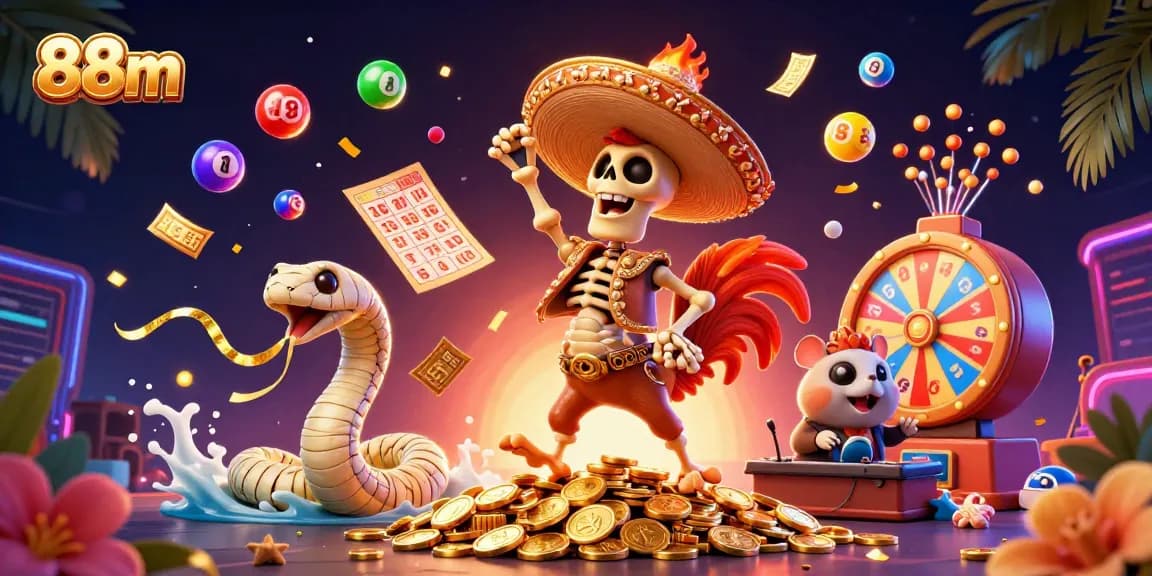 Experience the thrill of 88m with joyful characters and flourishing casino elements creating a vibrant gaming atmosphere.
