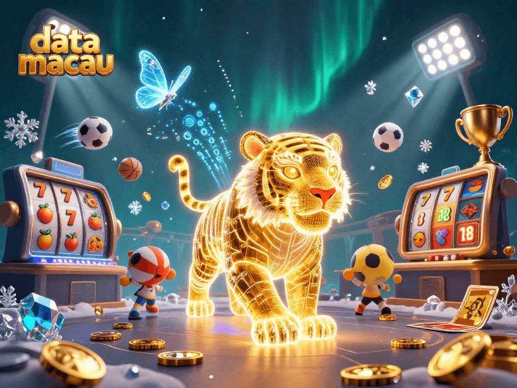 Mengamati data macau dengan harapan besar, harimau emas holografik dan tim pemenang sedang bersaing di kasino digital.