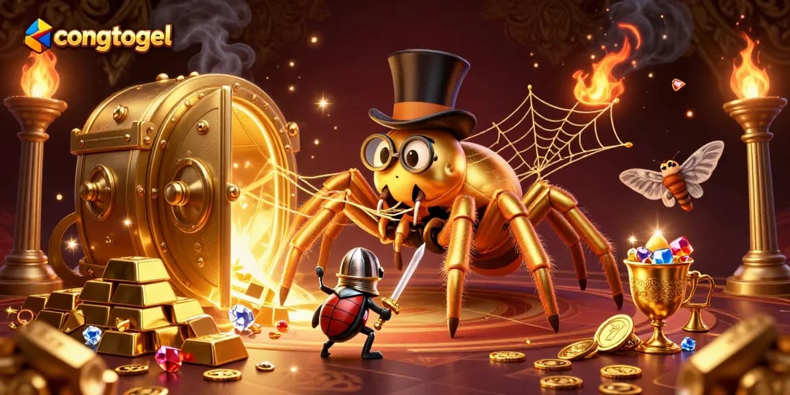 Experience the allure of CongTogel's lottery with vibrant treasures and a brave beetle knight.