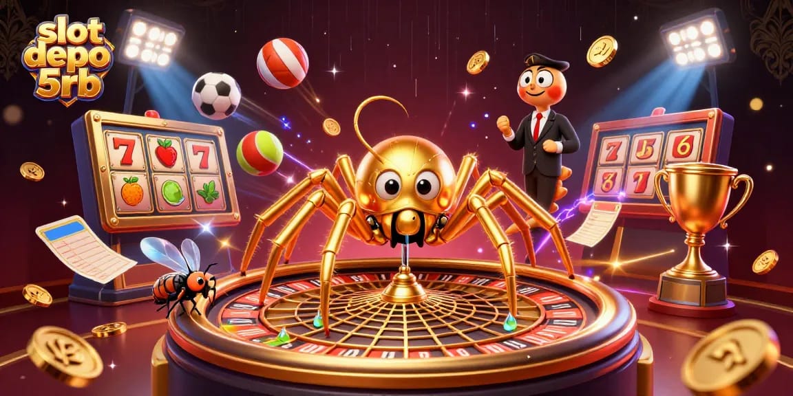 Experience the excitement of slot depo 5rb with a thrilling 3D gold spider and dynamic gaming elements.