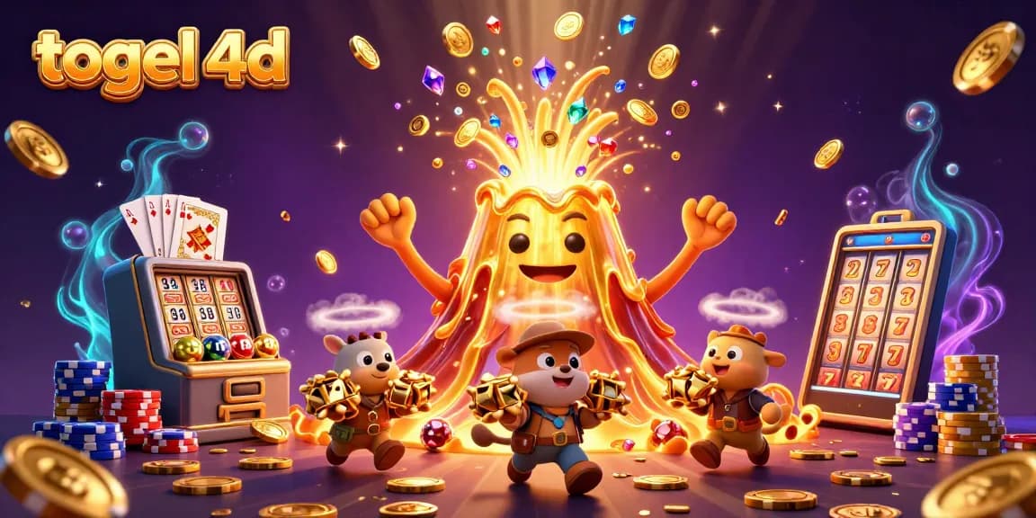 Bermain togel 4D dengan banyak kemenangan, dikelilingi harta dan elemen perjudian menarik.