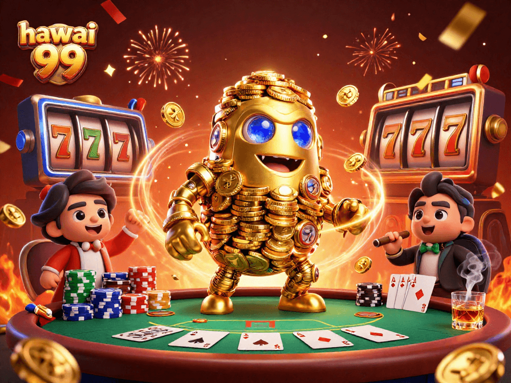 Experience hawai 99 with a vibrant slot scene showcasing dynamic elements and cheerful casino atmosphere.