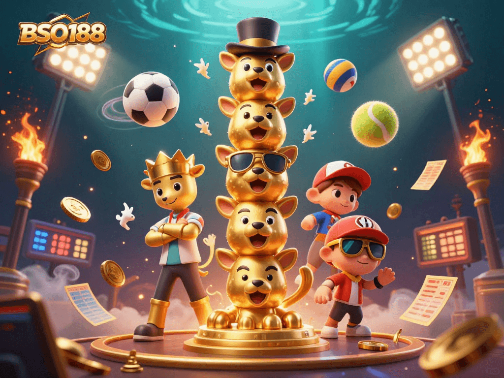 Experience thrilling gameplay with BSO188 as vibrant sports balls collide, featuring dynamic betting elements.