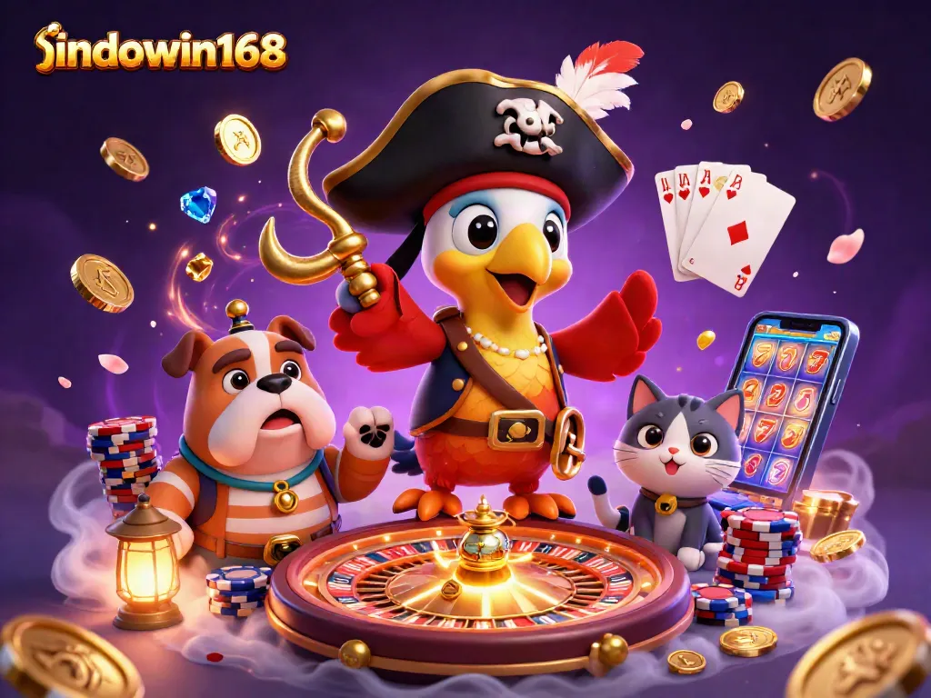 Experience thrilling gameplay with indowin168 featuring vibrant gaming elements and characters in a dynamic casino scene.