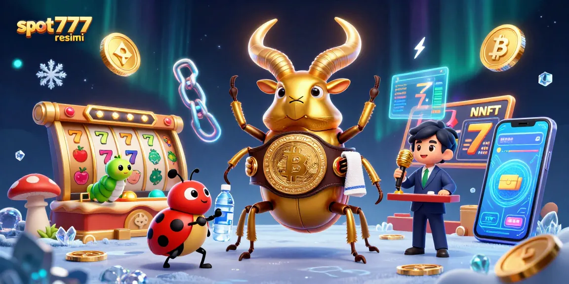 Experience the excitement of slot777 resmi with a dynamic 3D scene featuring vibrant characters and casino elements.