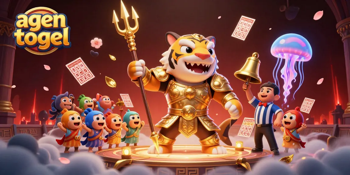 Menangkan agen togel dalam ilustrasi 3D yang menampilkan suasana meriah dan alat permainan menarik.