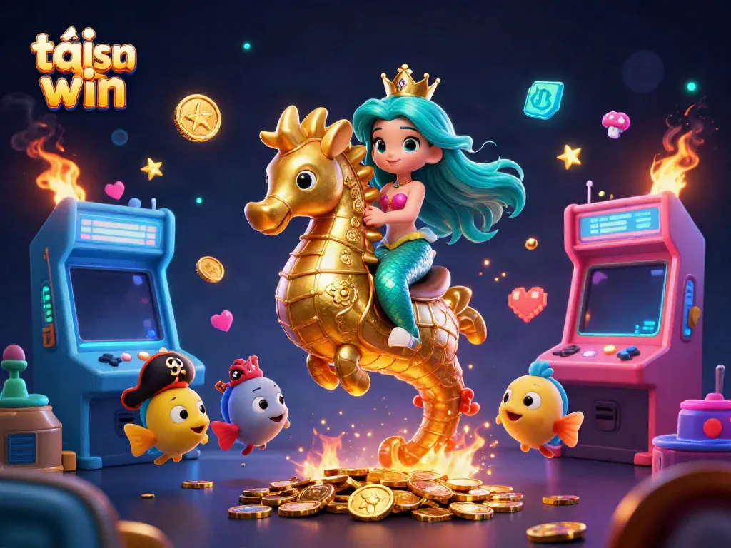 Experience excitement as you tải sun win, joining the underwater adventure with a mermaid, seahorse, and colorful gaming elements.