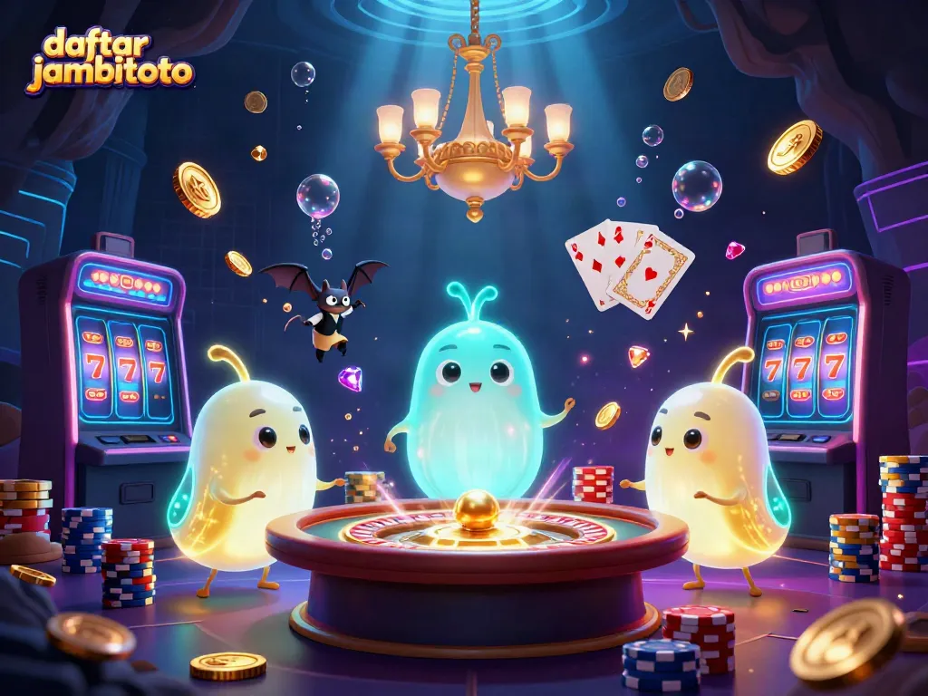 Experience the thrill at daftar jambitoto's animated cave casino featuring glowing glowworms and immersive gambling action.