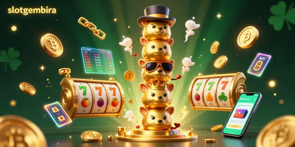 Spin the reels with slotgembira's vibrant casino totem, glittering with chance and crypto treasures.