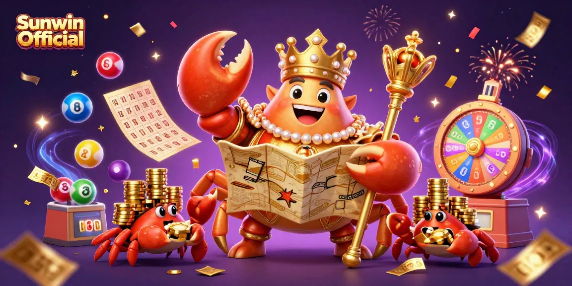Engage in exciting games at Sunwin Official with a golden crab emperor ruling the casino world.