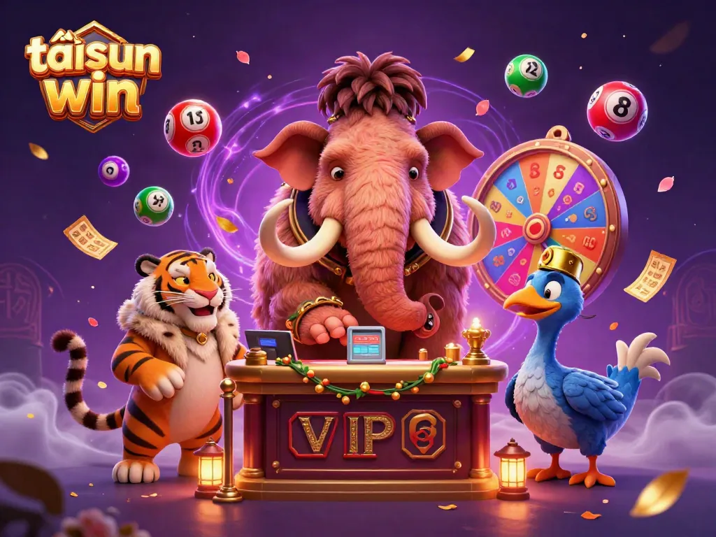 Experience the thrill of tải sun win with engaging casino characters in a vibrant, dynamic scene filled with lottery excitement.