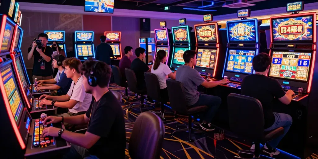 Pemain slot gacor di casino online, menikmati pengalaman kemenangan dengan suasana ceria.