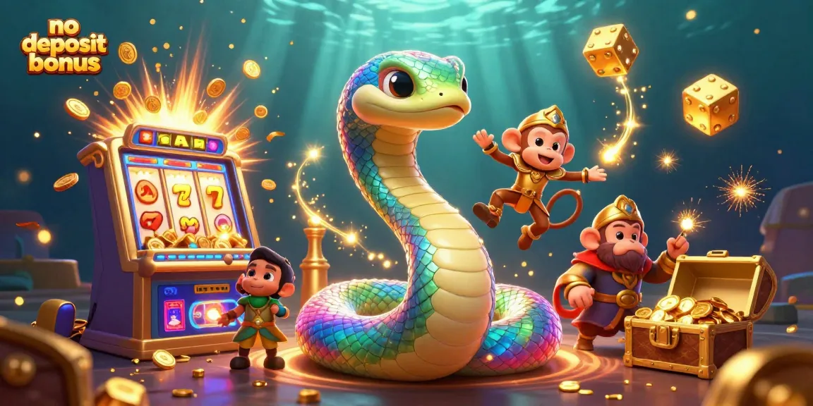 Experience the thrill with the no deposit bonus at vibrant online casinos featuring colorful characters and slot machines.