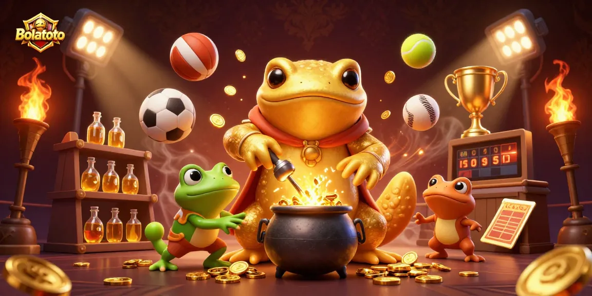 Embrace thrilling moments in Bolatoto with an alchemist turning metals into gold coins amidst sports betting excitement.