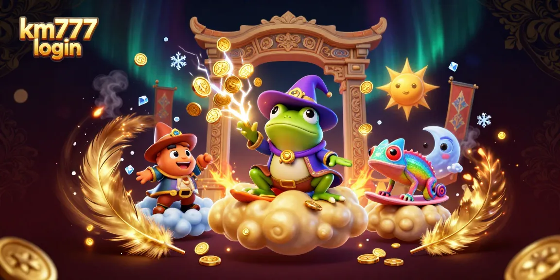 Experience the thrilling km777 login adventure with magic, coins, and vibrant casino elements.