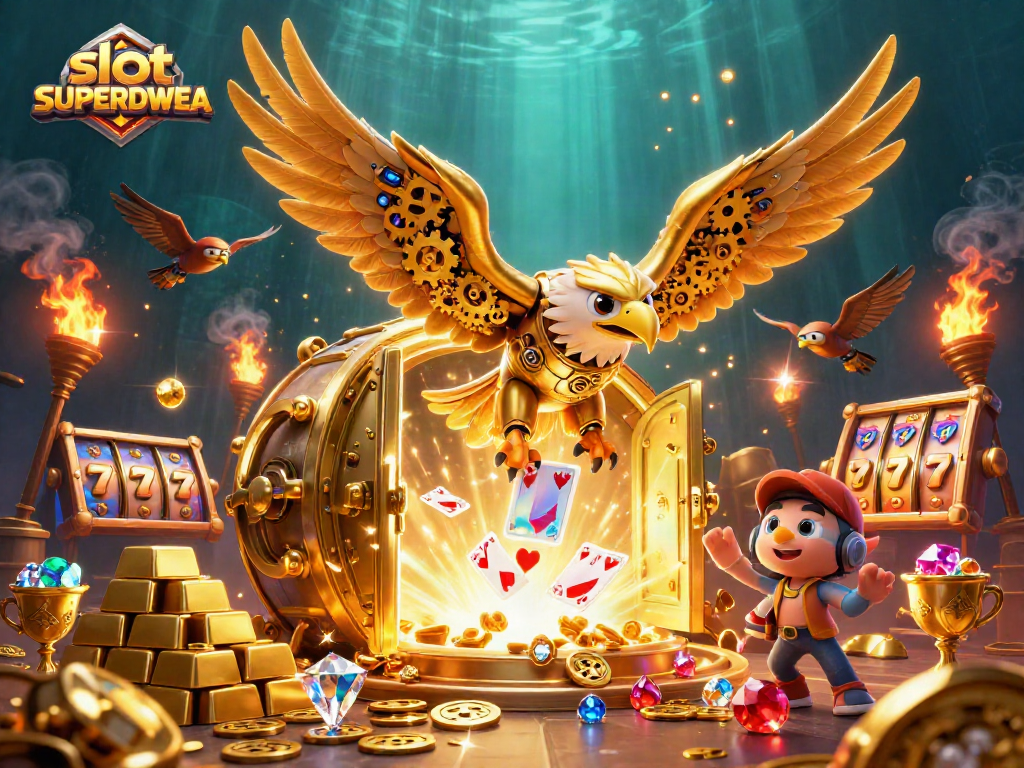 Spin the reels with slot SUPERDWEA as the golden eagle dives through a treasure-filled casino.