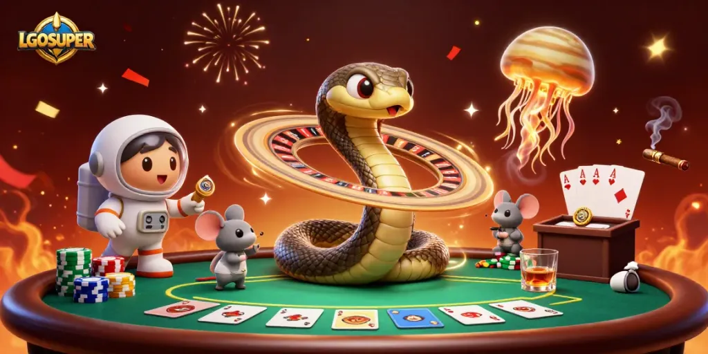 Experience the thrill of LGOSUPER with a cosmic roulette wheel and charming astronaut mice betting.