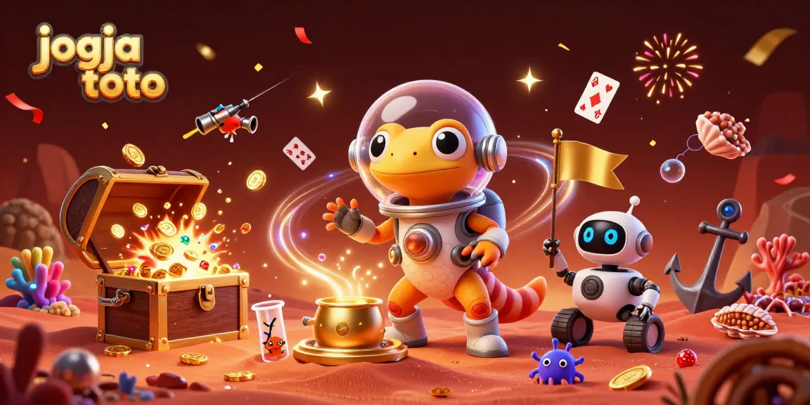 Experience the thrilling world of jogja toto as the Martian gecko uncovers a hidden casino, surrounded by treasures.