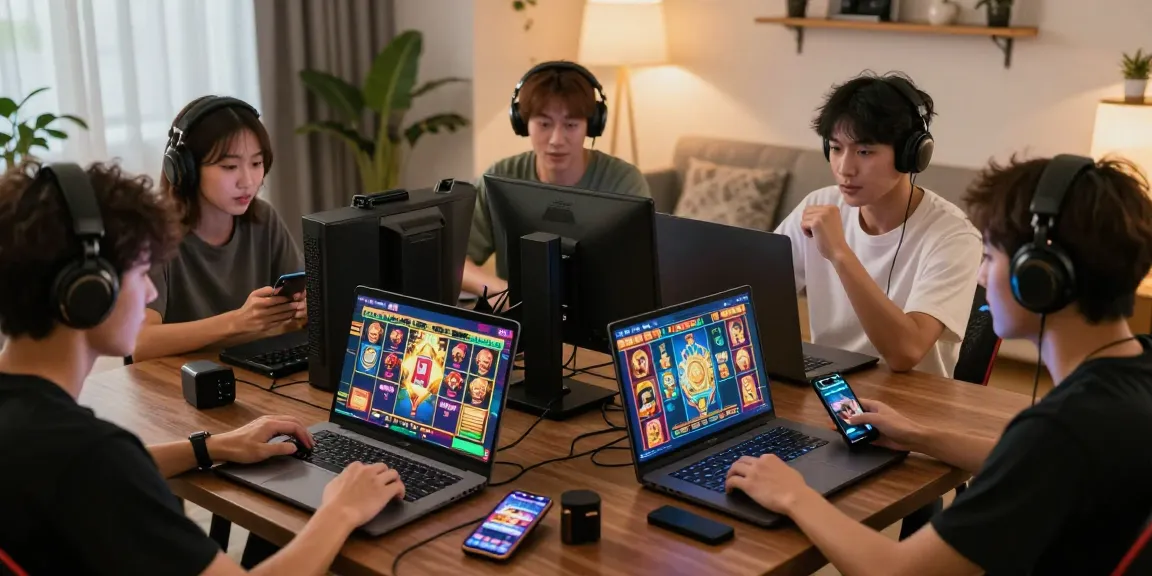Login Modal138: Pemain slot online menikmati pengalaman seru di rumah dengan laptop dan perangkat mobile.