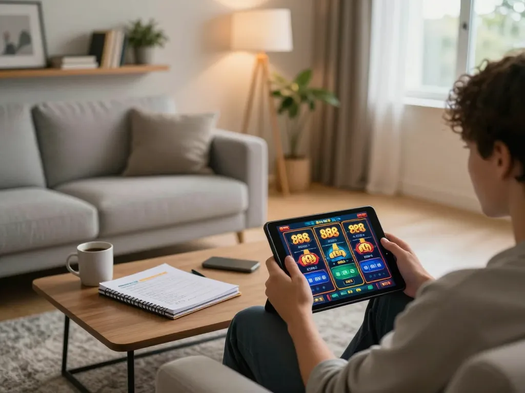 Bermain slot88 apk di tablet di suasana rumah yang nyaman dengan catatan strategis.