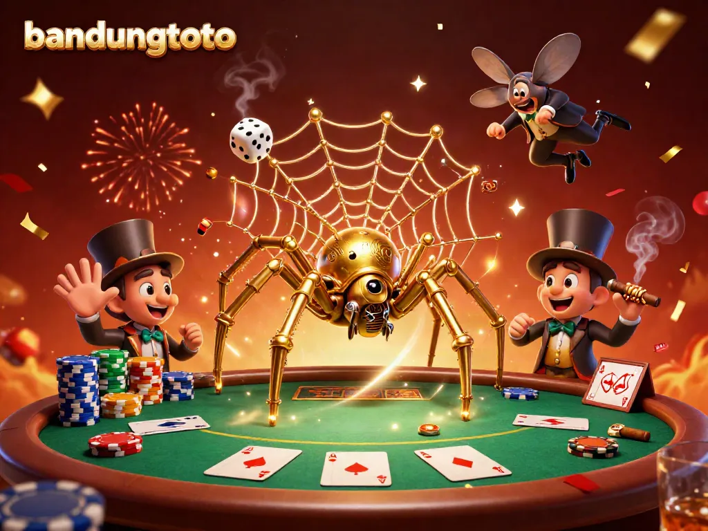 Experience winning strategies with Bandungtoto at the poker table, catching lucky dice in a vibrant 3D scene.