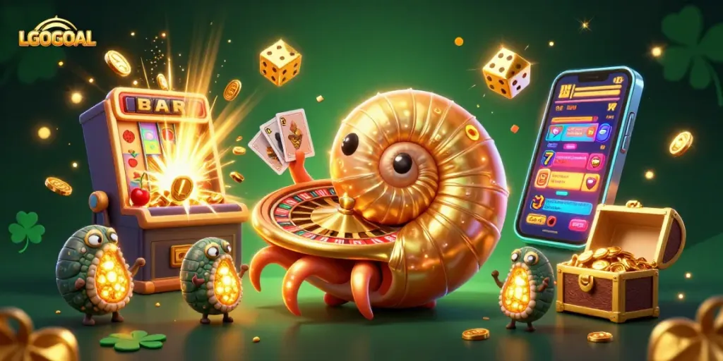 Engage with LGOGOAL's dynamic casino offerings in this vibrant 3D illustration.