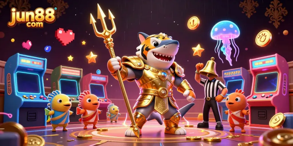 Join the adventure at jun88 com with a vibrant underwater colosseum filled with action and excitement.