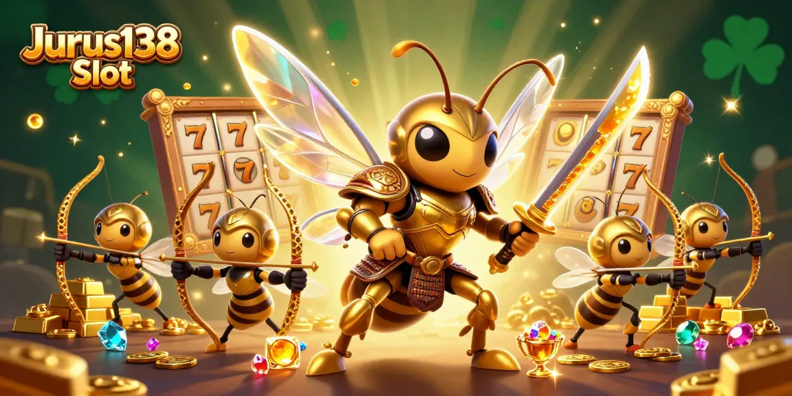 Engage with Jurus138 Slot as the golden hornet samurai battles for jackpots amid treasures and vibrant symbols.
