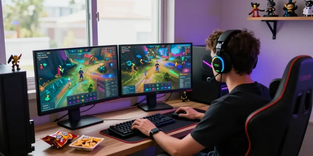 Interaksi natunatoto login pada lingkungan gaming online yang energik.