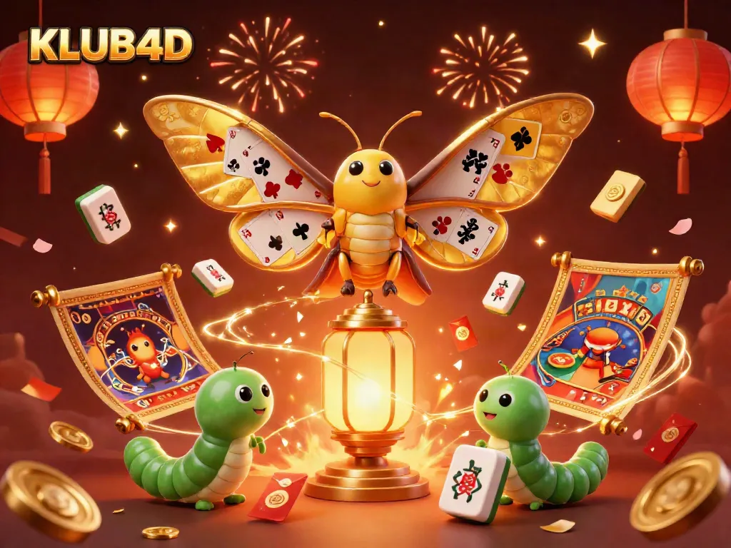 Menggandakan keberuntungan di KLUB4D dengan ilustrasi 3D yang menampilkan kupu-kupu dan elemen kasino.