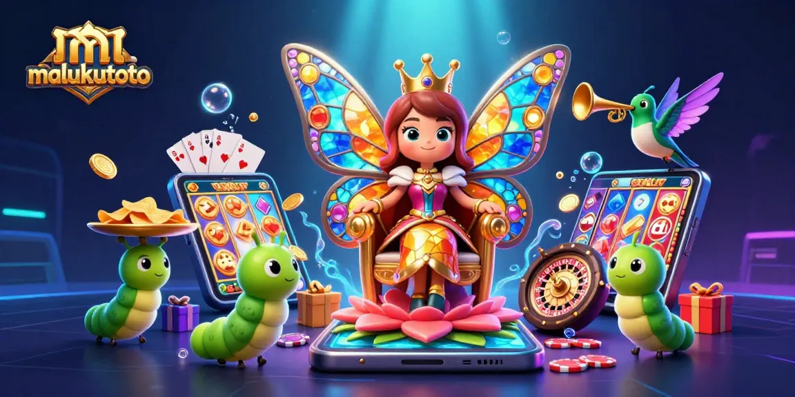 Malukutoto mempersembahkan ilustrasi kasino yang menarik dengan ratu kupu-kupu 3D dan permainan slot.