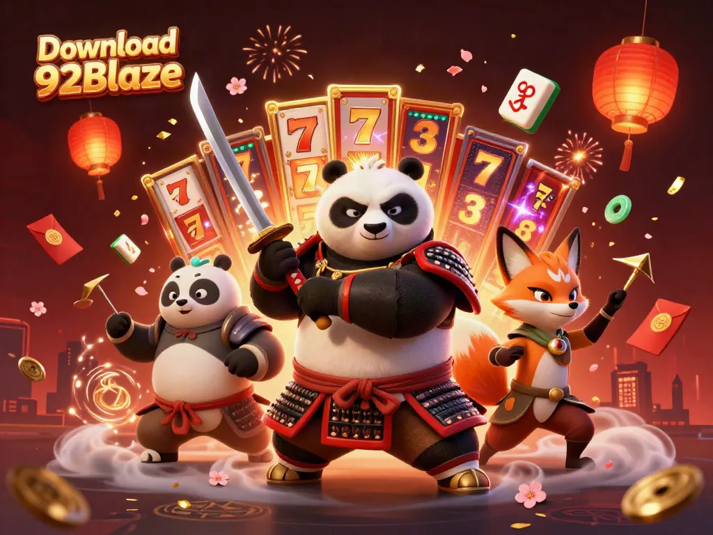 Experience excitement in the Download 92Blaze game through vibrant slot reels and captivating characters.