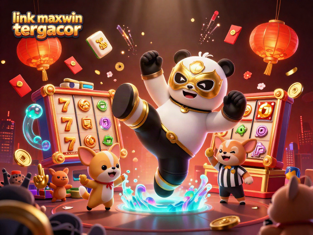 Experience the thrilling action of link maxwin tergacor with a panda wrestler and vibrant slot elements.