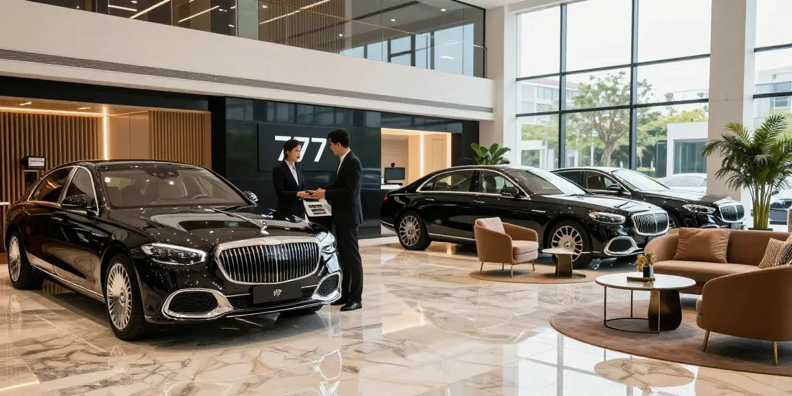Ruang pamer kendaraan mewah dengan branding LUXURY 777