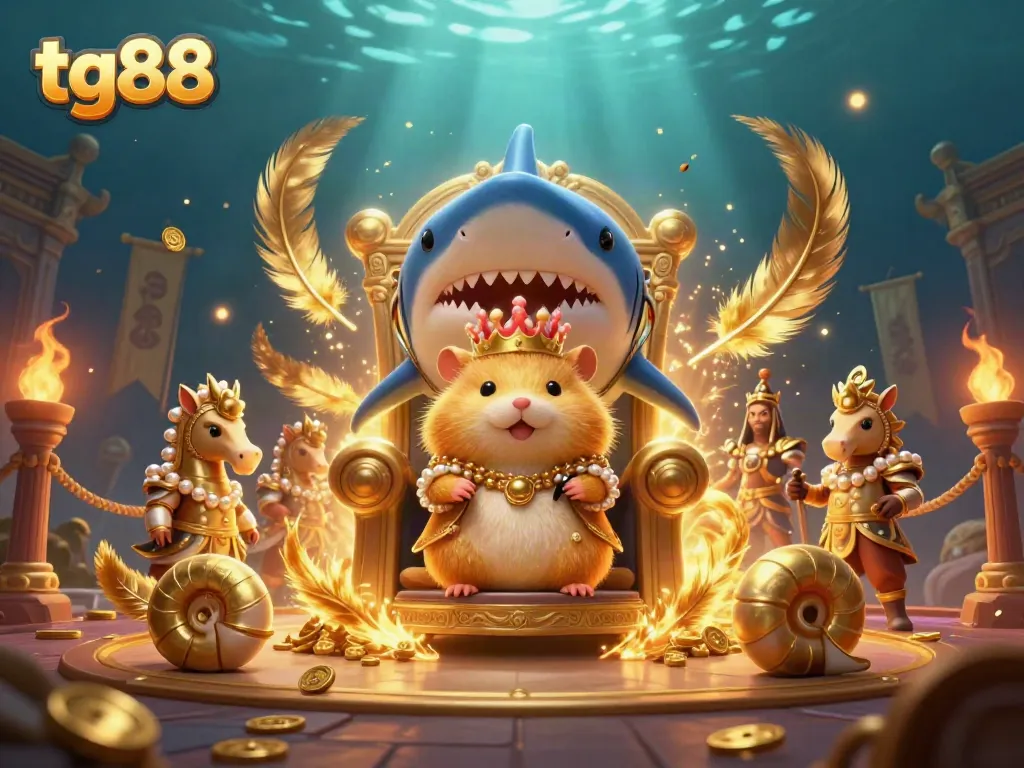 Join the tik88 experience with vibrant casino elements featuring the golden hamster king and treasure!