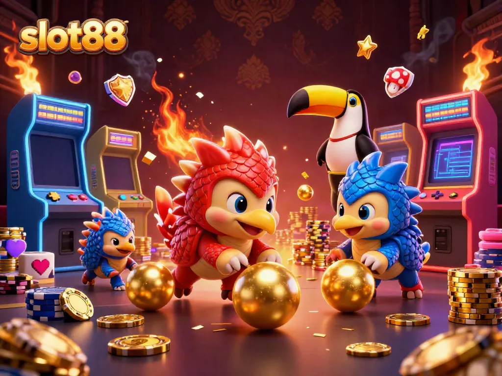 Slot88 menghadirkan penghalang antara pangolin bertanding, memasukkan bola emas dan menembak chip poker.