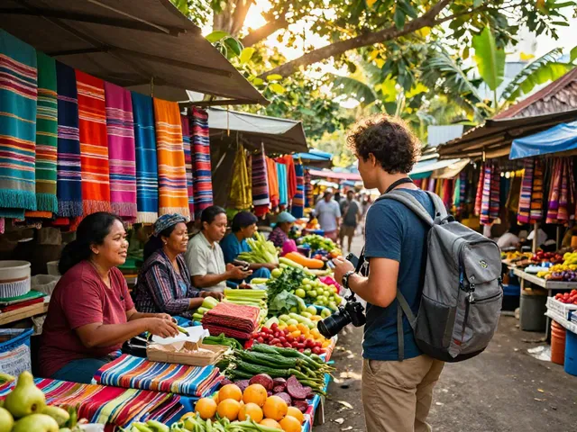 Pasar lokal di Pakhoki dengan vendor ramah dan produk segar.