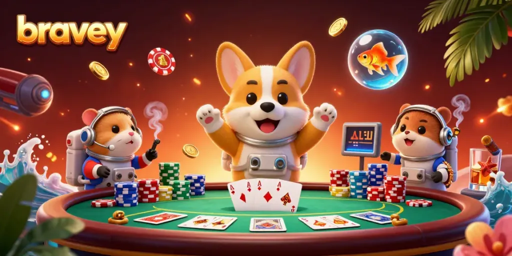 bravey astronauts playing poker in a zero-gravity casino with floating chips