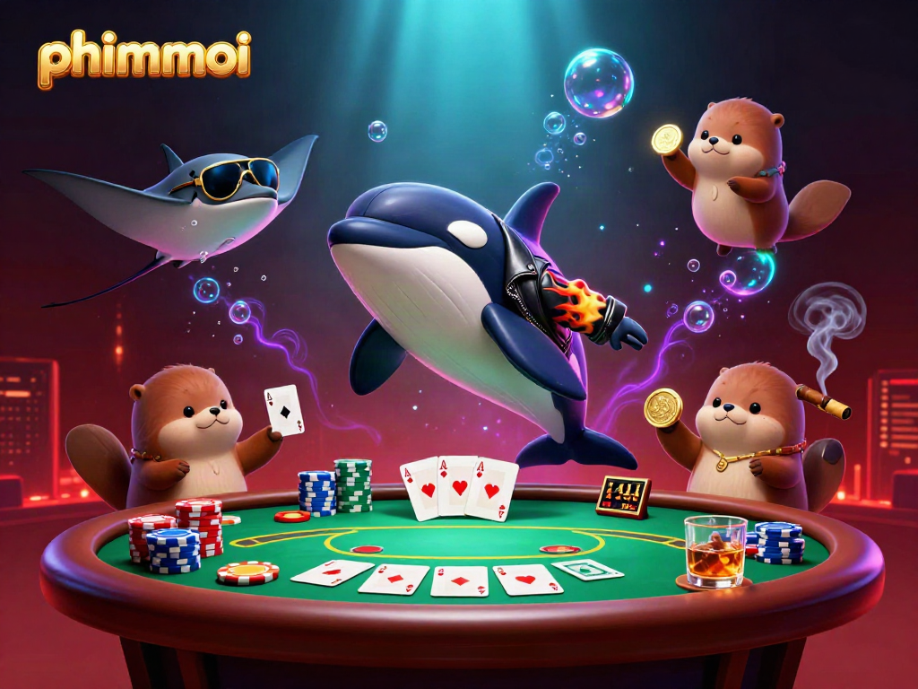 Experience phimmoi action with engaging characters and a vibrant casino scene filled with poker elements.