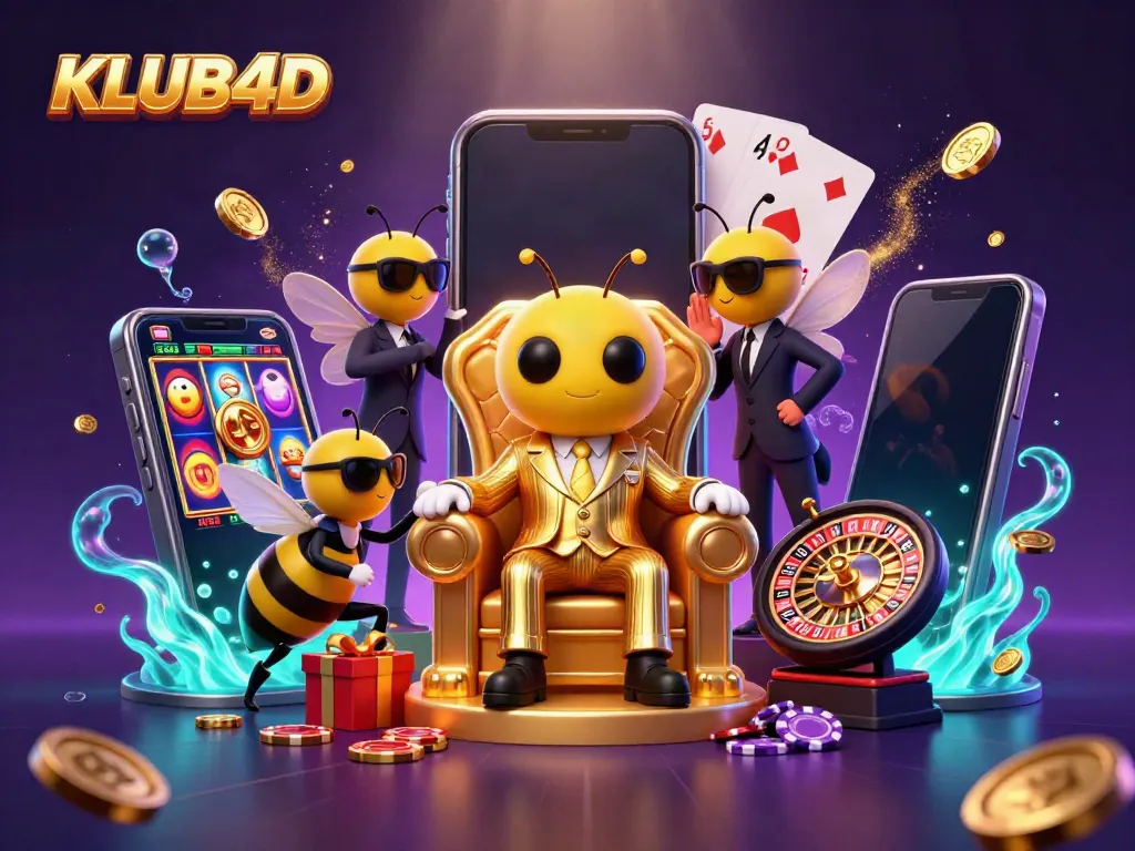Menangkan peluang dengan KLUB4D dalam ilustrasi kasino 3D yang memukau, menarik perhatian pemain.