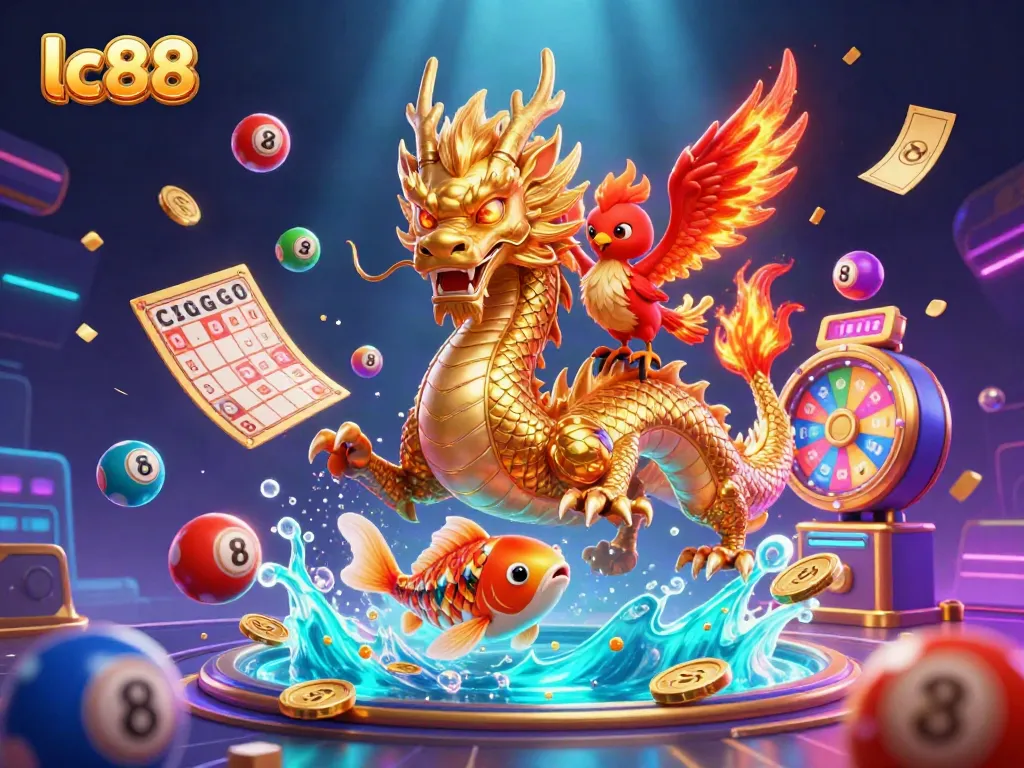 Experience the thrilling excitement of lc88 enhanced by vibrant luck and fortune-themed imagery.