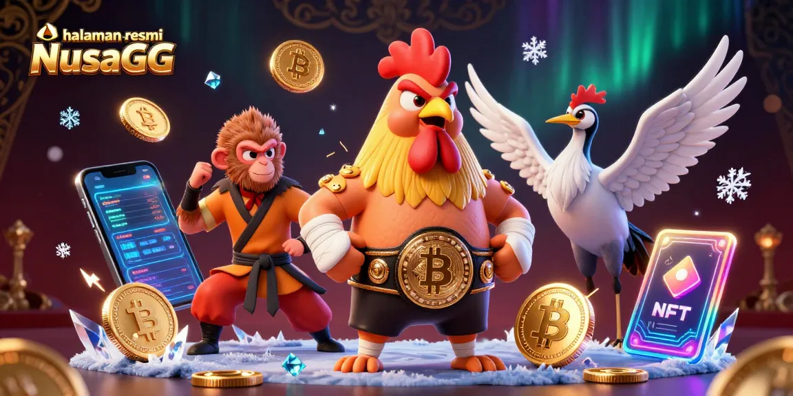 Win big on halaman resmi NusaGG with a vibrant 3D cockfighting scene highlighting action and thrill.